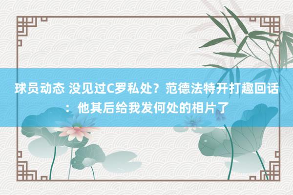 球员动态 没见过C罗私处？范德法特开打趣回话：他其后给我发何处的相片了