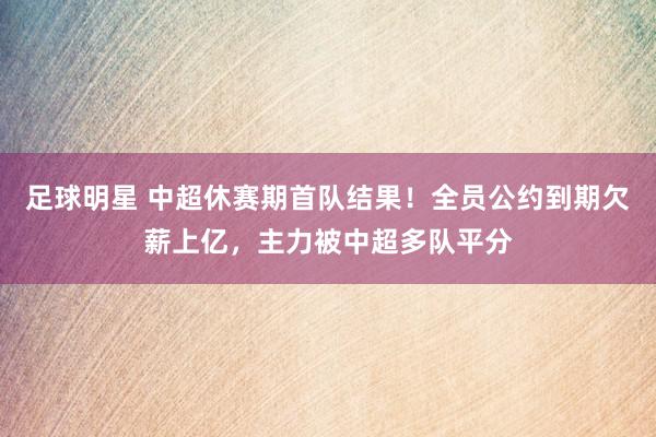 足球明星 中超休赛期首队结果！全员公约到期欠薪上亿，主力被中超多队平分